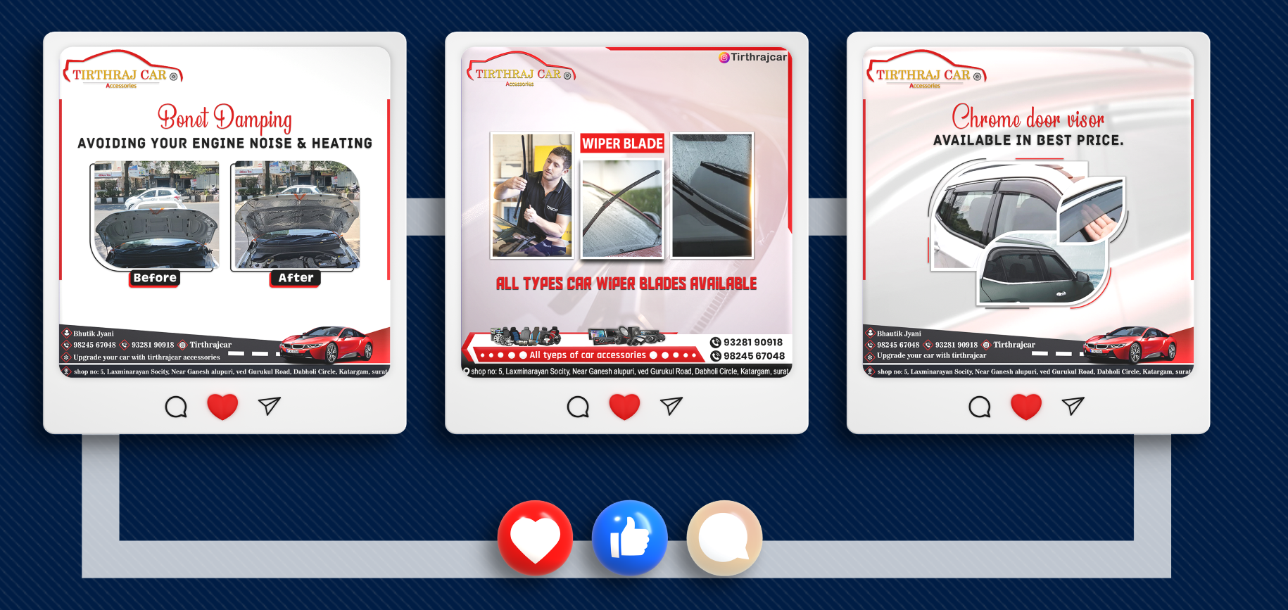 Tirthraj Car — Auto accessories social campaign