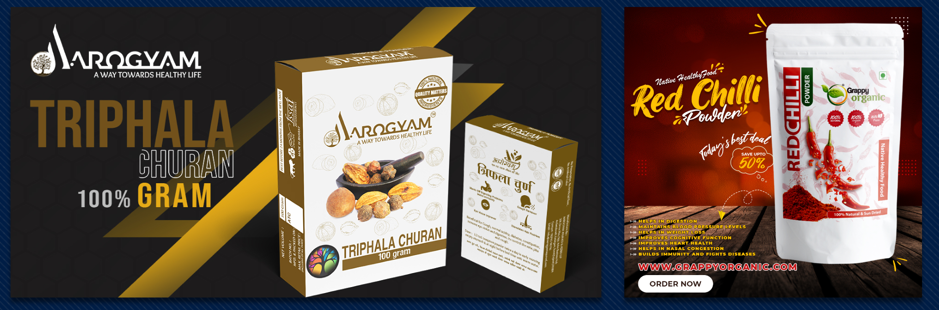 Arogyam & Grappy Organic — Product design for wellness range